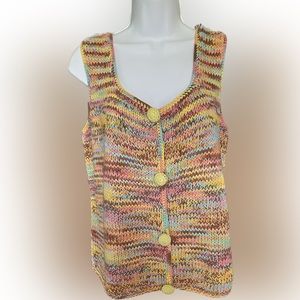 RICO Hand Knit Multicolor Sweater Tank Size Large